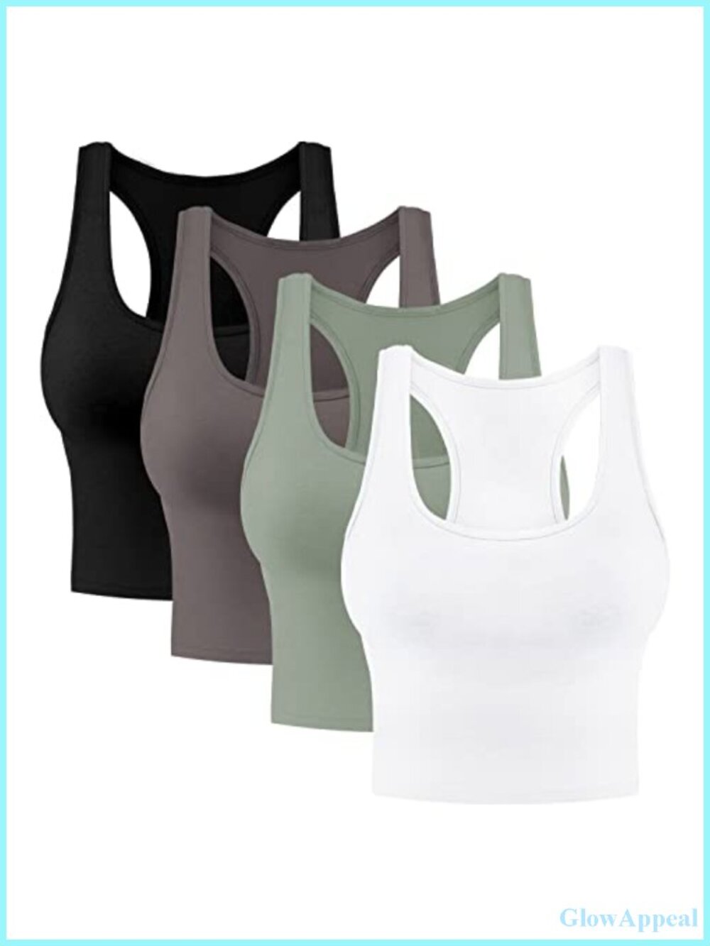 Cotton Spandex Crop Tank Tops Racerback Sleeveless Workout Tops